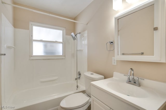 full bathroom with vanity, toilet, and shower / bathing tub combination