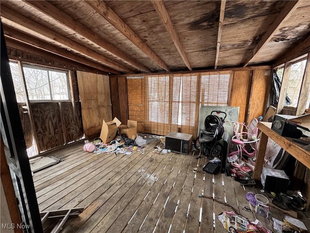 miscellaneous room with wood walls