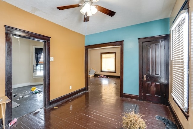 interior space with dark hardwood / wood-style floors