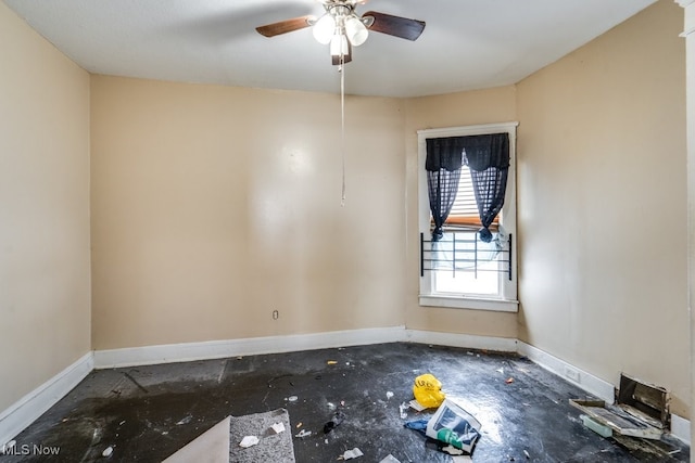 unfurnished room featuring ceiling fan