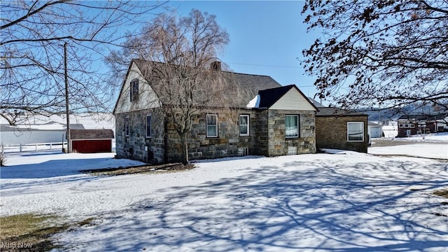 view of snow covered property