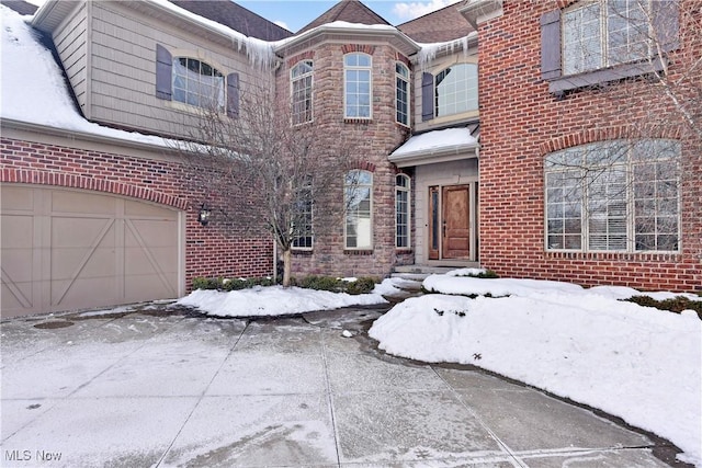 exterior space with a garage