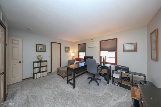 office area with carpet flooring