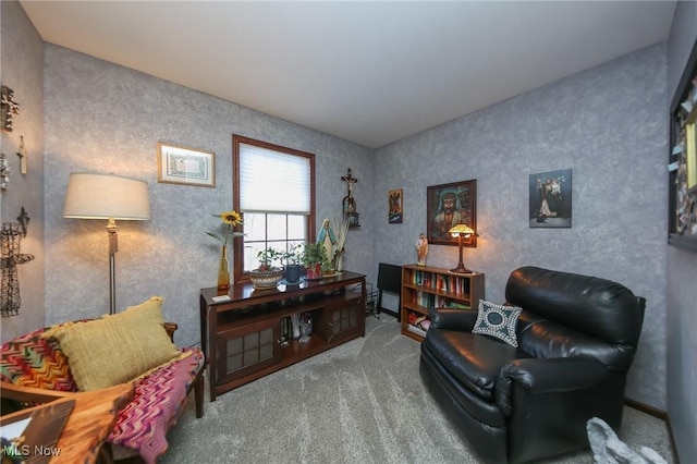 sitting room featuring carpet floors