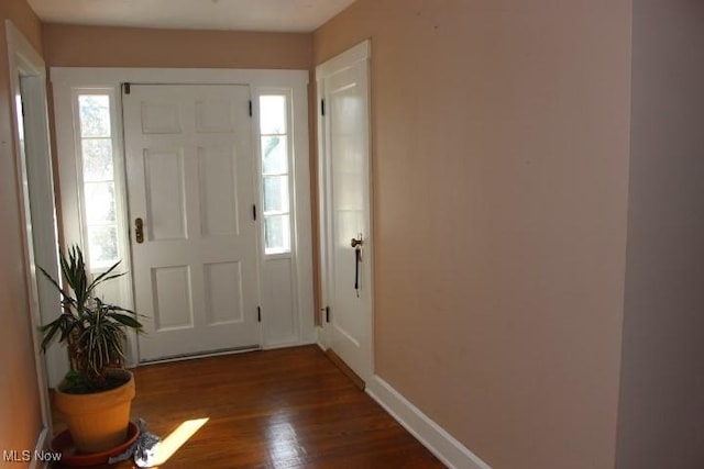 foyer entrance with dark wood-type flooring