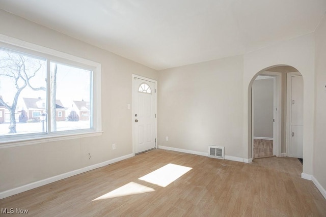 interior space with light hardwood / wood-style flooring