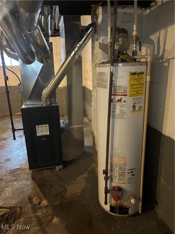 utilities featuring heating unit and gas water heater