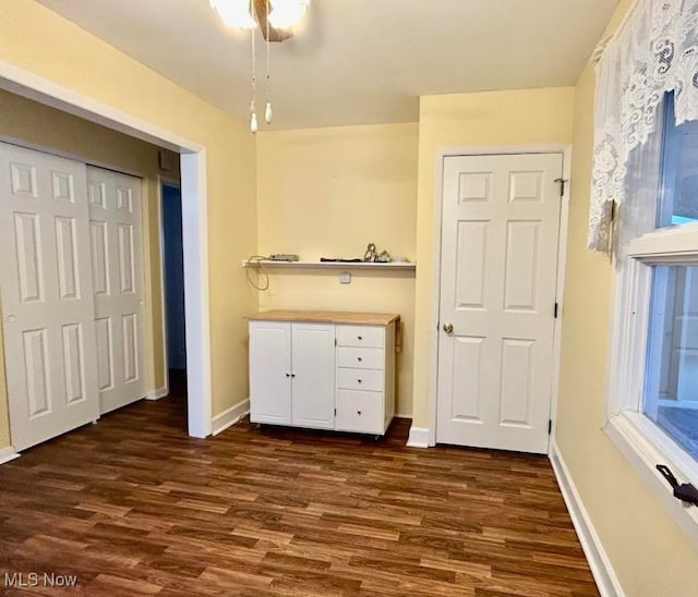 laundry area featuring dark hardwood / wood-style flooring