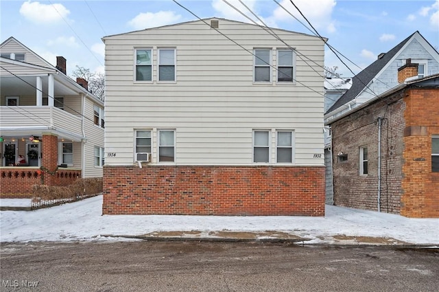 view of snow covered exterior