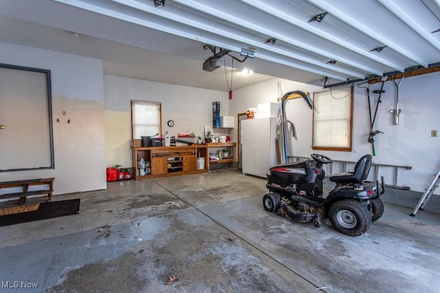 garage with a garage door opener