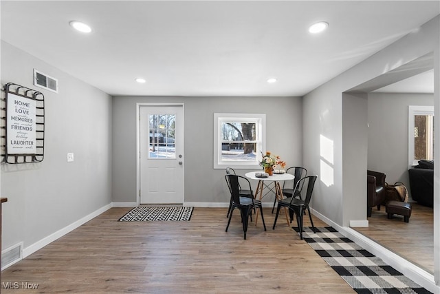 dining room featuring light hardwood / wood-style floors