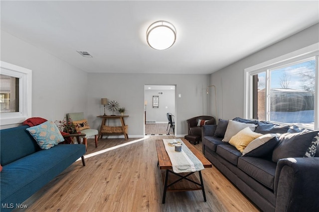 living room with hardwood / wood-style floors