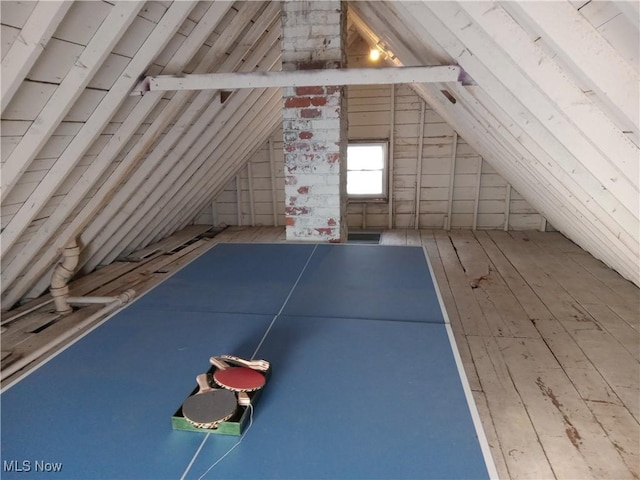 view of unfinished attic