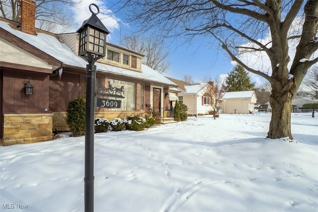 view of snow covered exterior