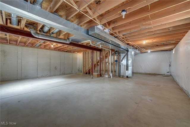 basement with heating unit