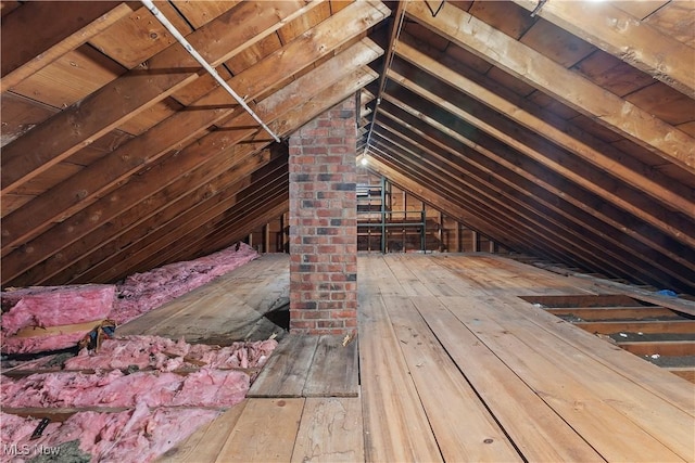 view of unfinished attic