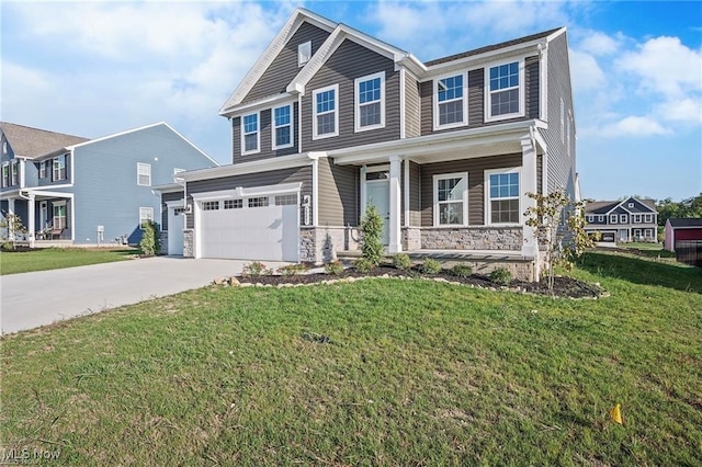 view of front facade featuring a garage and a front yard