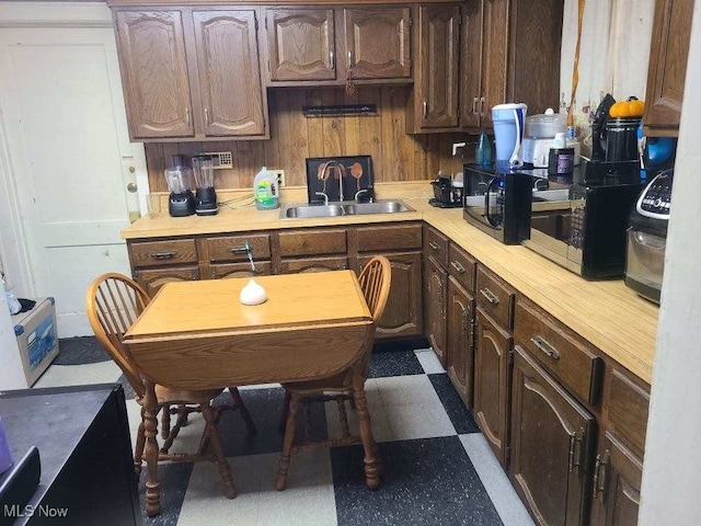 kitchen featuring sink and dark brown cabinets