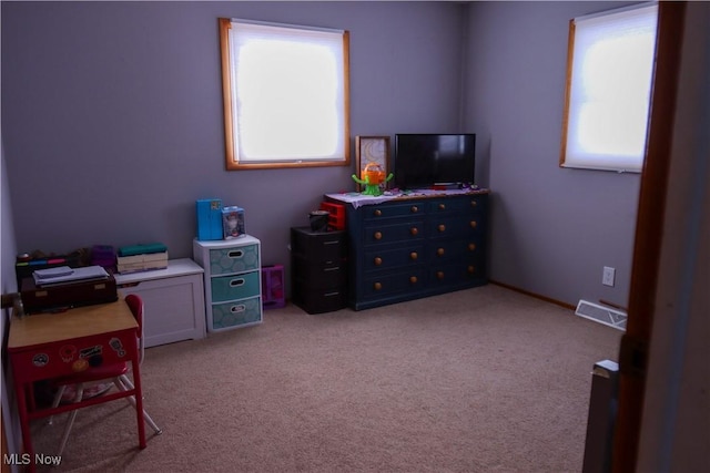 interior space featuring light carpet and a wealth of natural light