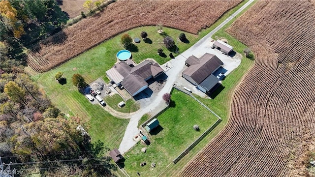 drone / aerial view featuring a rural view