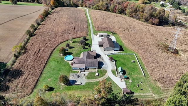 drone / aerial view with a rural view