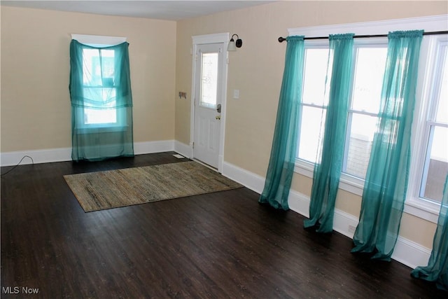 foyer entrance with dark hardwood / wood-style flooring