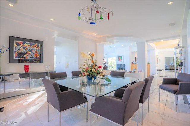 view of tiled dining room