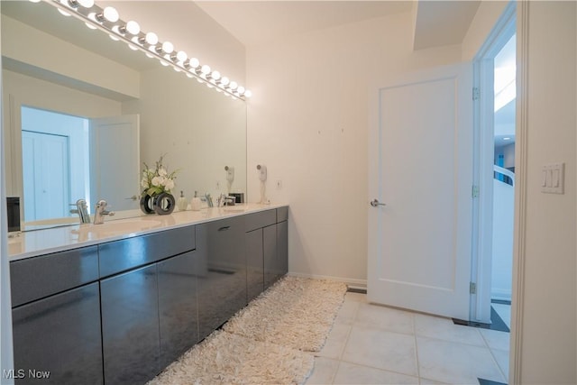 bathroom with vanity and tile patterned floors