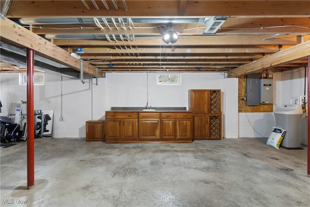 basement with electric panel