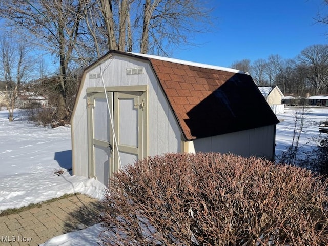 view of snow covered structure