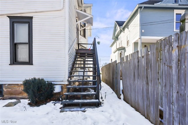 view of snow covered exterior