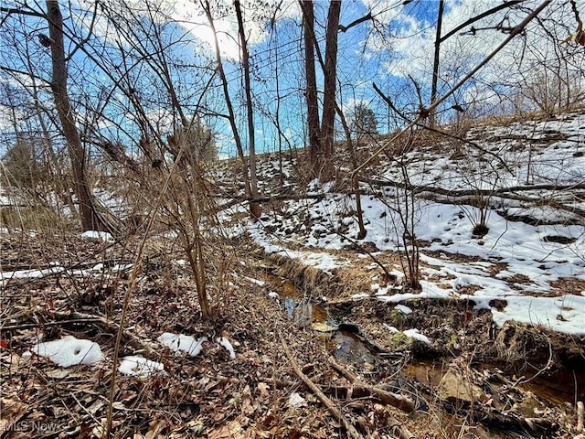 view of snow covered land