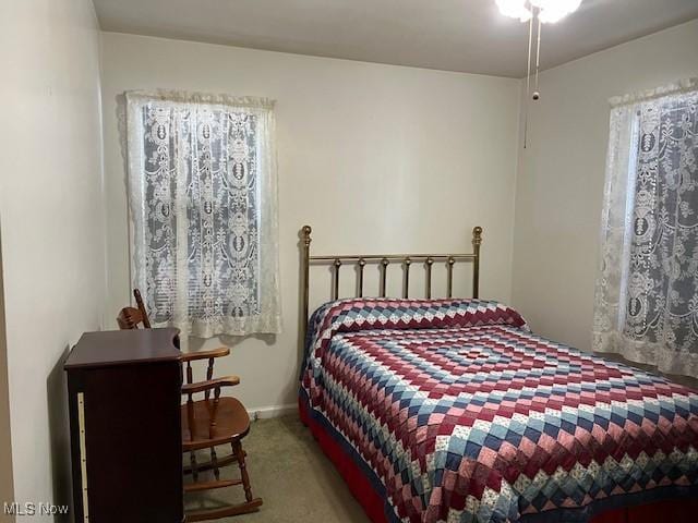 bedroom with multiple windows and carpet flooring