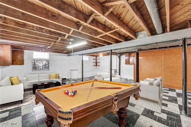 playroom featuring billiards