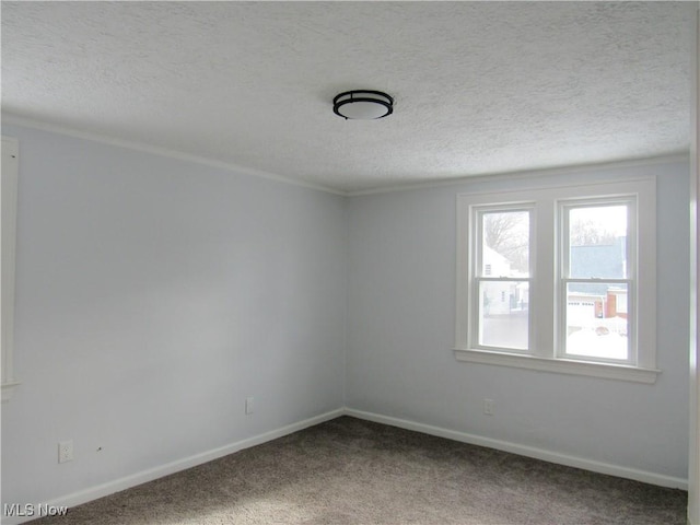 carpeted spare room with crown molding