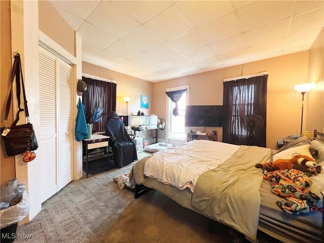 carpeted bedroom featuring a closet