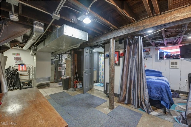 basement with gas water heater