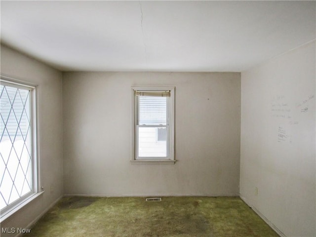 carpeted empty room featuring a healthy amount of sunlight