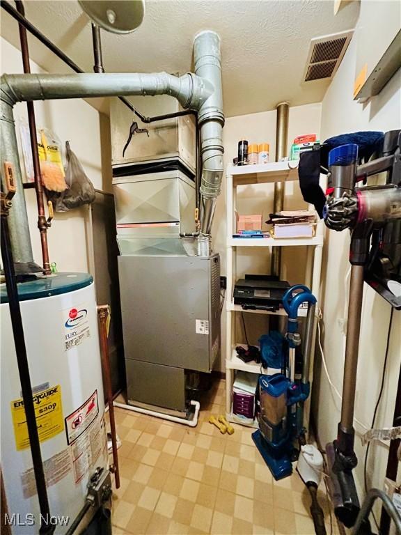 utility room with gas water heater