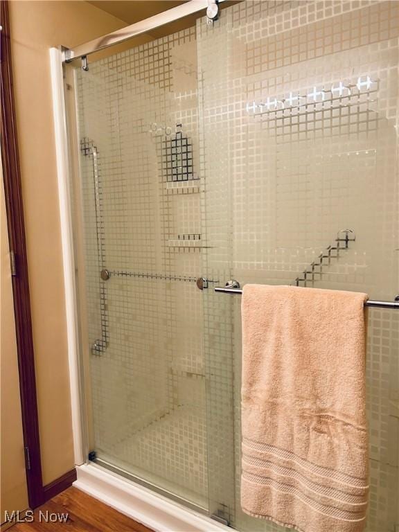 bathroom featuring walk in shower