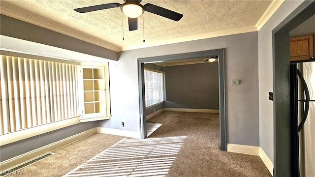 interior space featuring crown molding and a textured ceiling