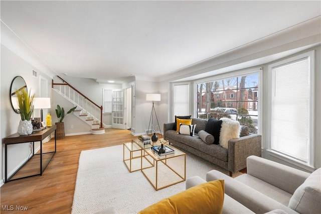 living room featuring hardwood / wood-style flooring