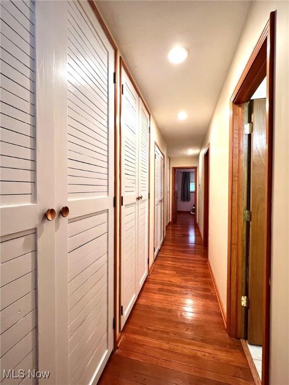 hall featuring dark hardwood / wood-style floors