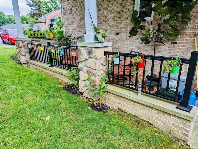 view of yard with a porch