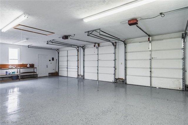 garage with a garage door opener