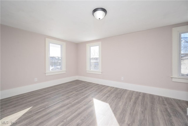 empty room featuring hardwood / wood-style flooring and a healthy amount of sunlight