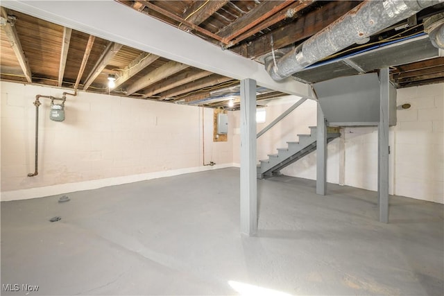 basement with electric panel