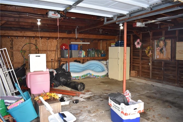 garage with a garage door opener