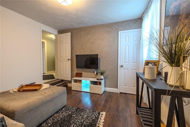 living room featuring dark hardwood / wood-style flooring