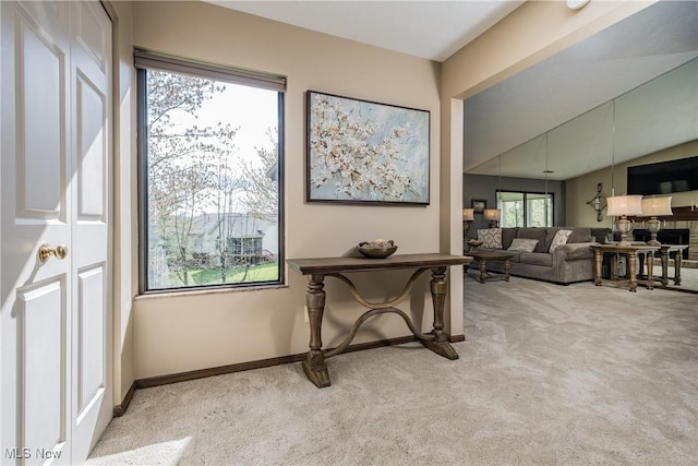 4539 Saint James Cir NW, Canton, OH 44708 - interior space featuring light colored carpet and lofted ceiling